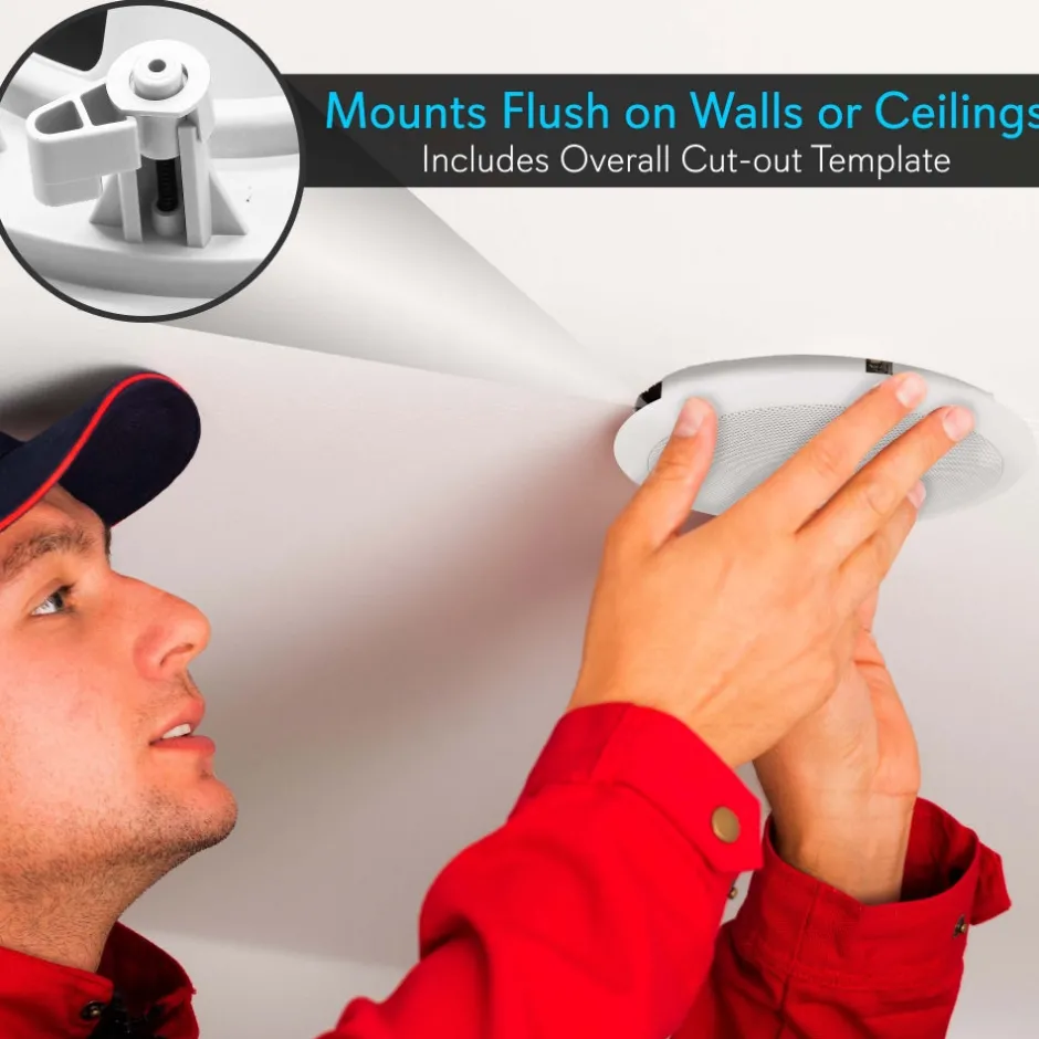 8" 250W Flush Mount Speakers, 2-Way Stereo, Polymer Tweeter, White (4 Pack)<Pyle Online