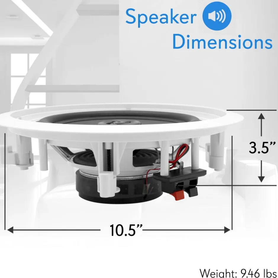 8" 250W Flush Mount Speakers, 2-Way Stereo, Polymer Tweeter, White (4 Pack)<Pyle Online
