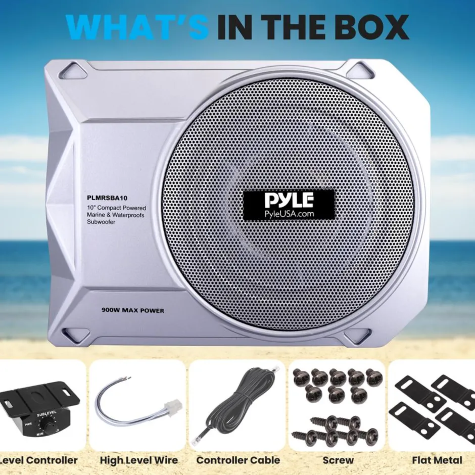 10" 900W Low-Profile Marine Subwoofer System with Built-In Amp<Pyle Best