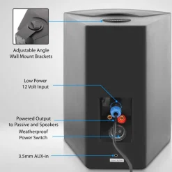 6.5" Waterproof Bluetooth Speakers - High Power Sound, Easy Install, White<Pyle