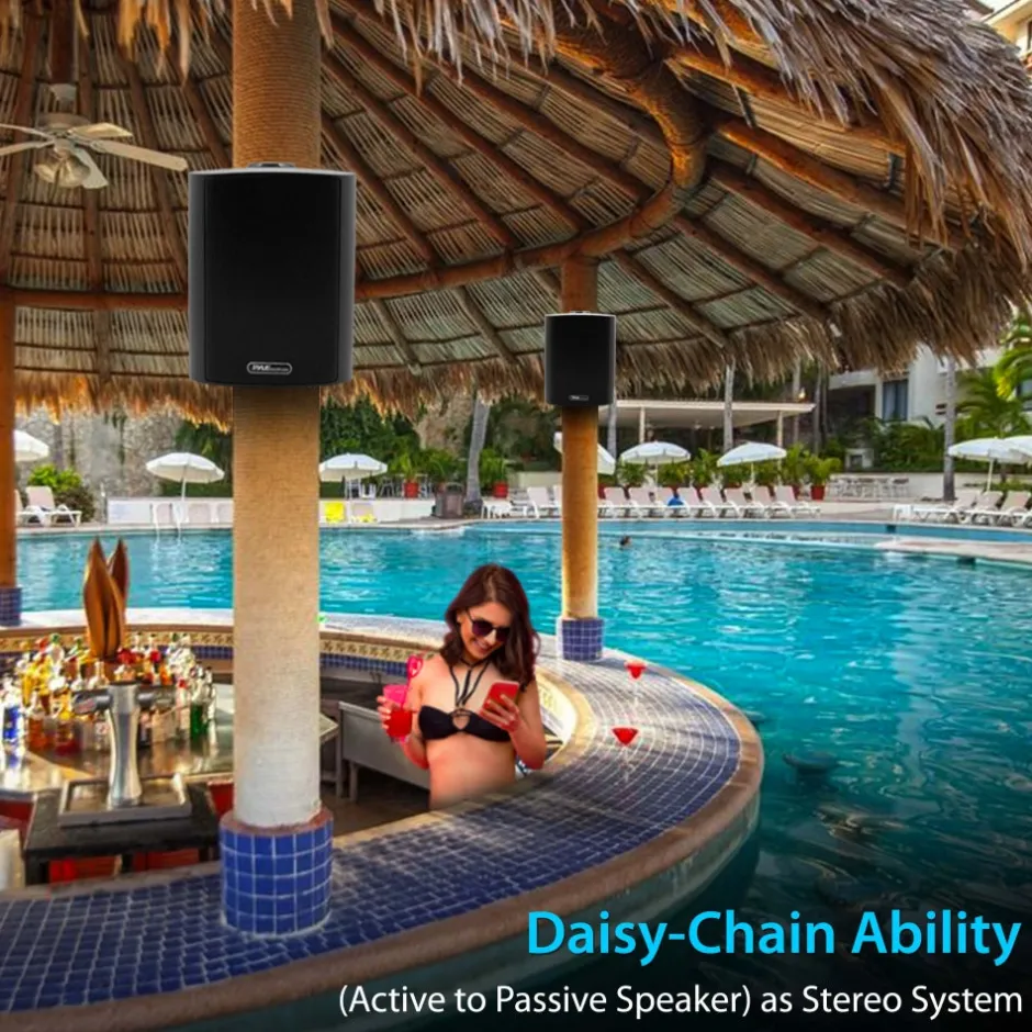 6.5" Waterproof Bluetooth Speakers - High Power Sound, Easy Install, White<Pyle