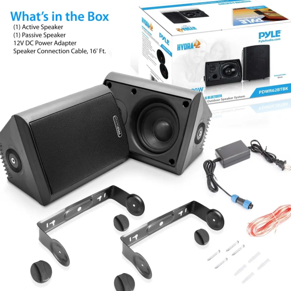 6.5" Waterproof Bluetooth Speakers - High Power Sound, Easy Install, White<Pyle