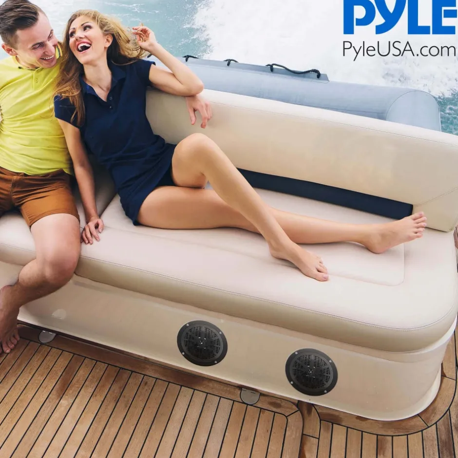 4" Waterproof Marine Speakers, Dual Cone, Polyprone, Black, 1 Pair<Pyle Sale