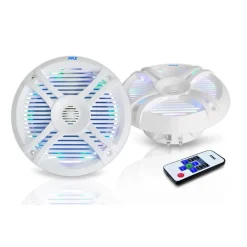 6.5" Waterproof Marine Speakers 250W LED Lights White<Pyle Online