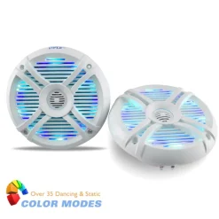 6.5" Waterproof Marine Speakers 250W LED Lights White<Pyle Online