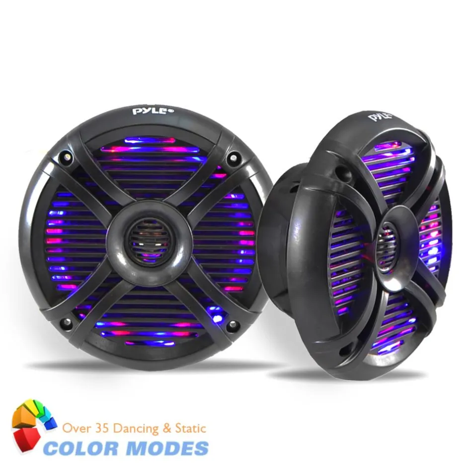6.5" Waterproof Marine Speakers 250W LED Lights Polyprone Cones<Pyle Hot