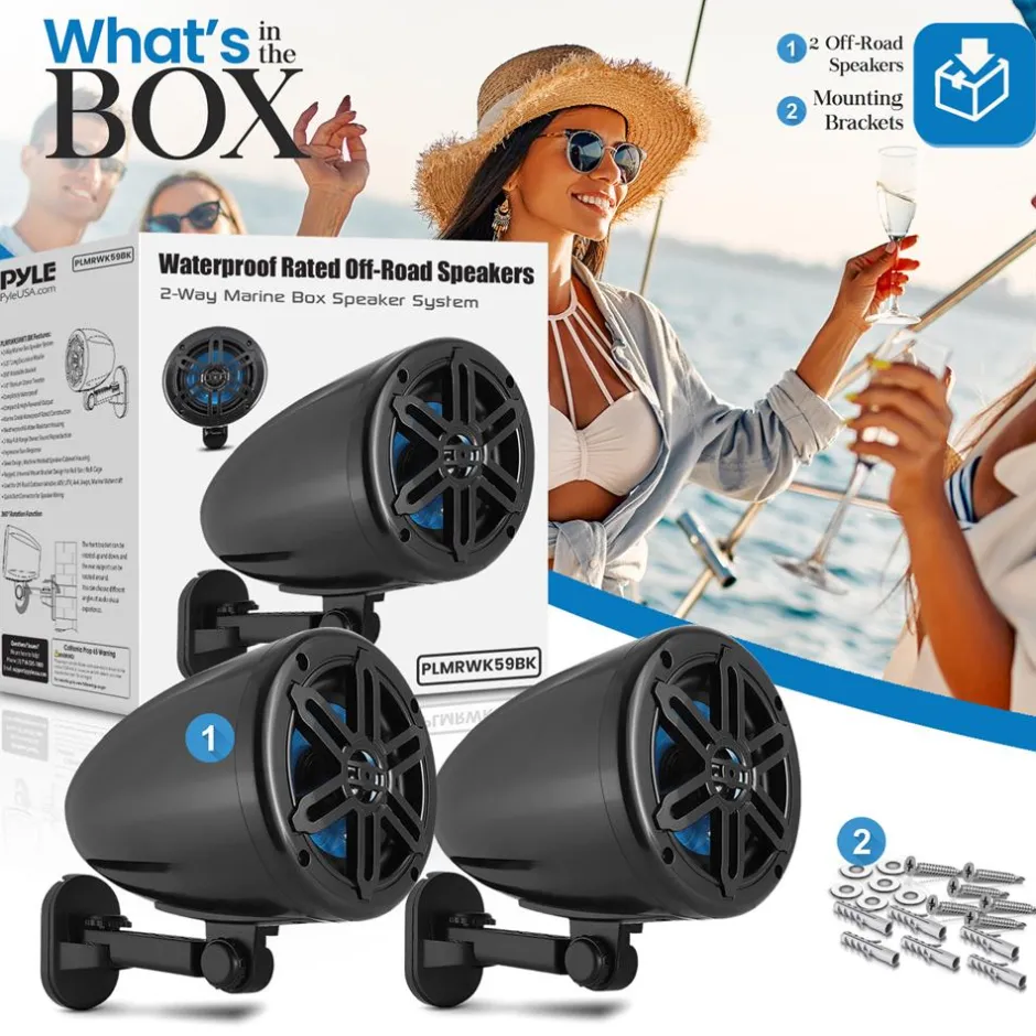 5.25" Waterproof Off-Road Speakers 180W 2-Way Marine System w/ Bracket<Pyle Best