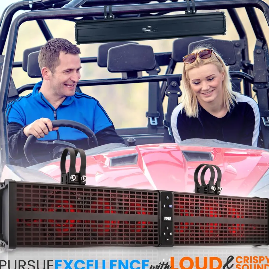 32" Waterproof Soundbar - Bluetooth Streaming, LED Lights, Marine Rated<Pyle Clearance