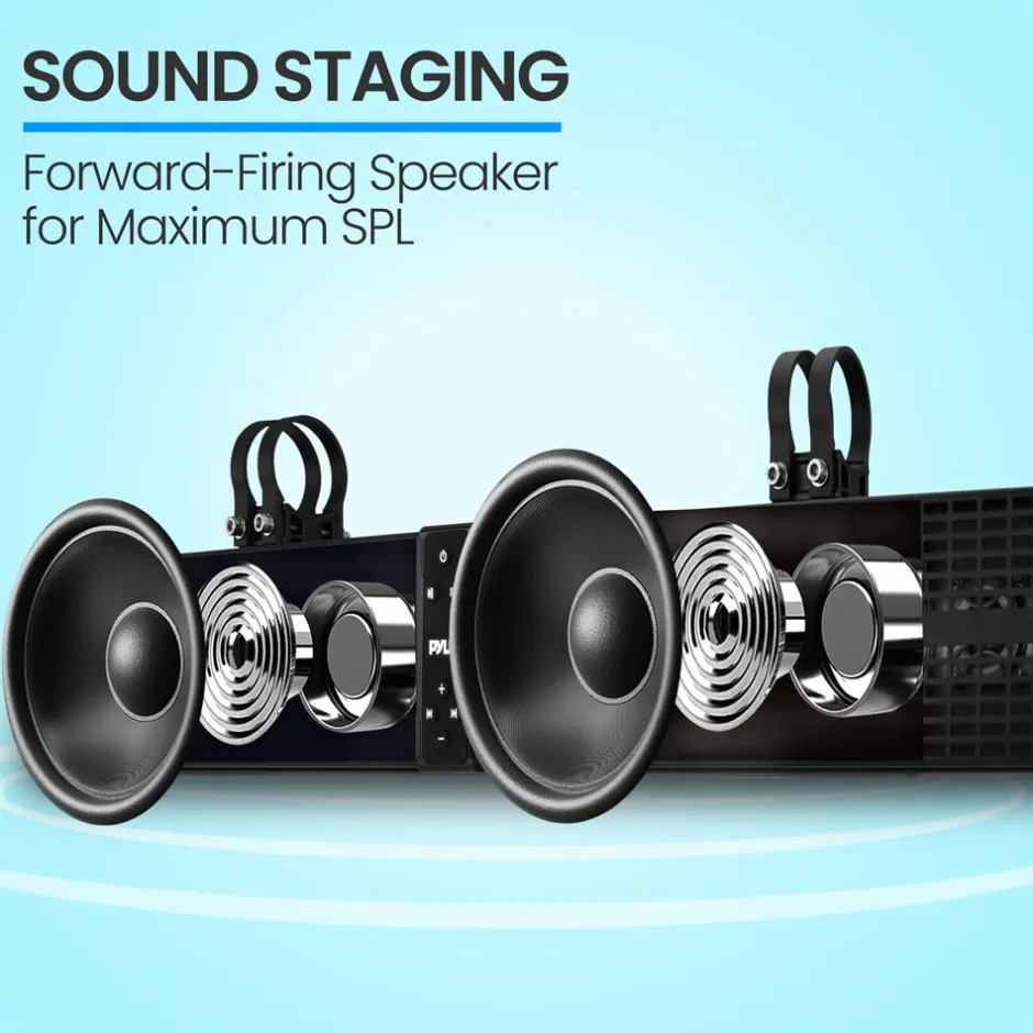 32" Waterproof Soundbar - Bluetooth Streaming, LED Lights, Marine Rated<Pyle Clearance