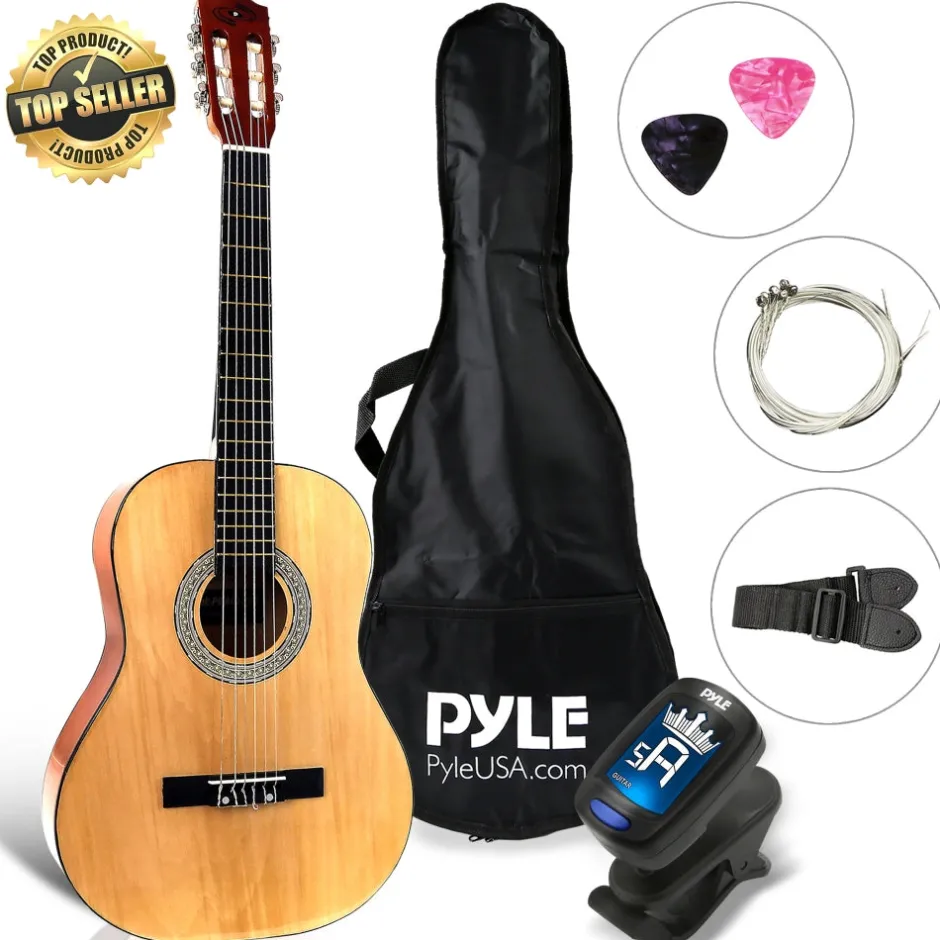 Acoustic Guitar Kit, Beginner 3/4 Size, All Wood, 36" Natural Ash<Pyle Sale