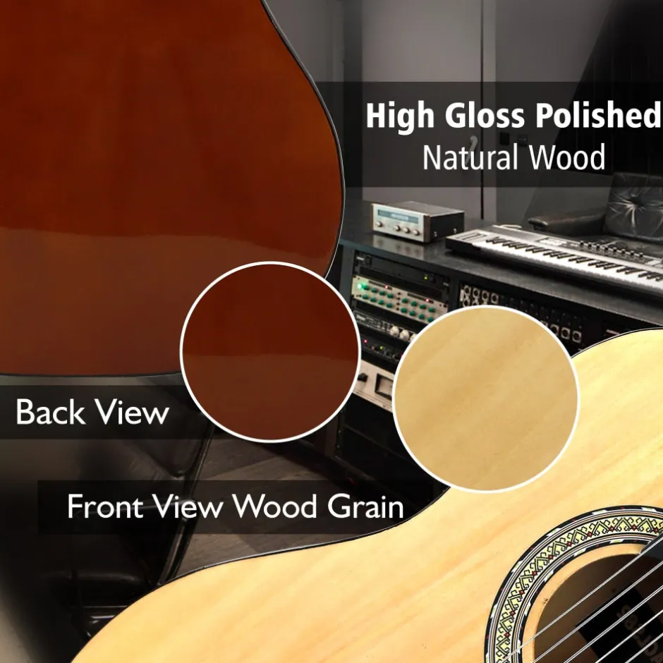 Acoustic Guitar Kit, Beginner 3/4 Size, All Wood, 36" Natural Ash<Pyle Sale