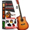 Acoustic Guitar Kit, Easy Play, Cutaway Design, 41" Cherry Burst<Pyle