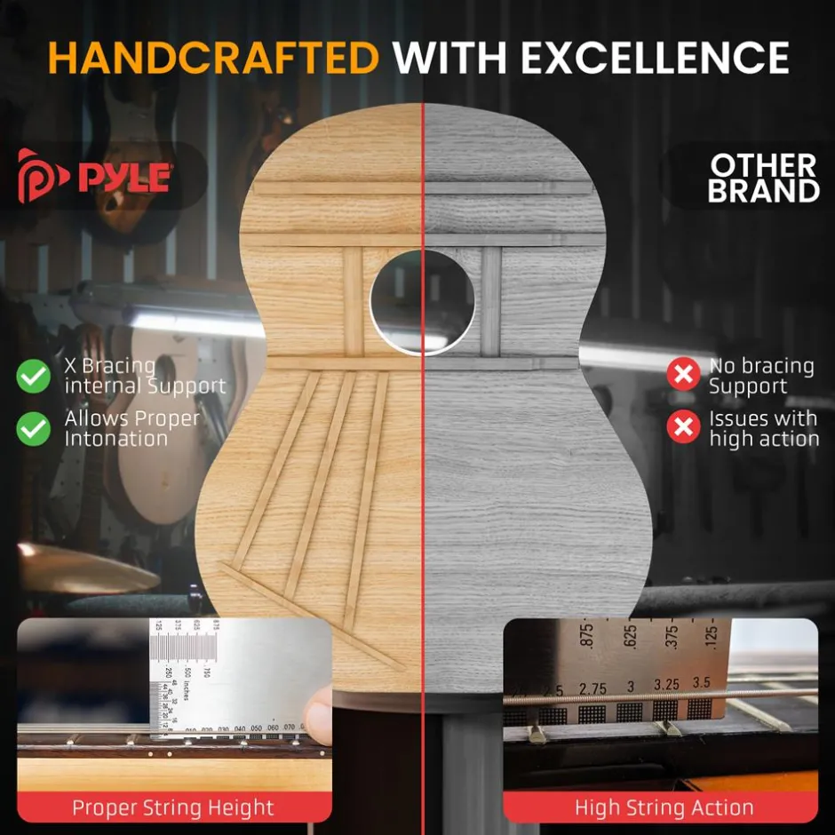 Acoustic Guitar Kit, Perfect for Beginners, 30" Wood, Black Matte<Pyle Best