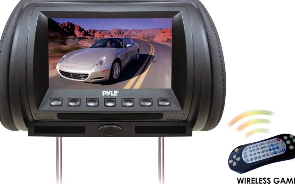 Adjustable Headrest Monitor with DVD Player & Games, 7" LCD, Wireless Transmitter<Pyle Best
