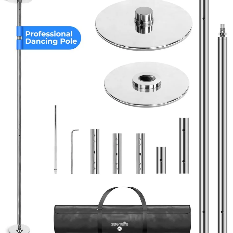 Adjustable Non-Slip Dancing Pole Set, Steel, Chrome Finish<SereneLife Hot