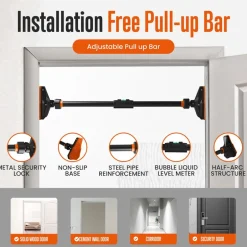 Adjustable Pull-Up Bar, No-Screw, Steel, Non-Slip, 43-62