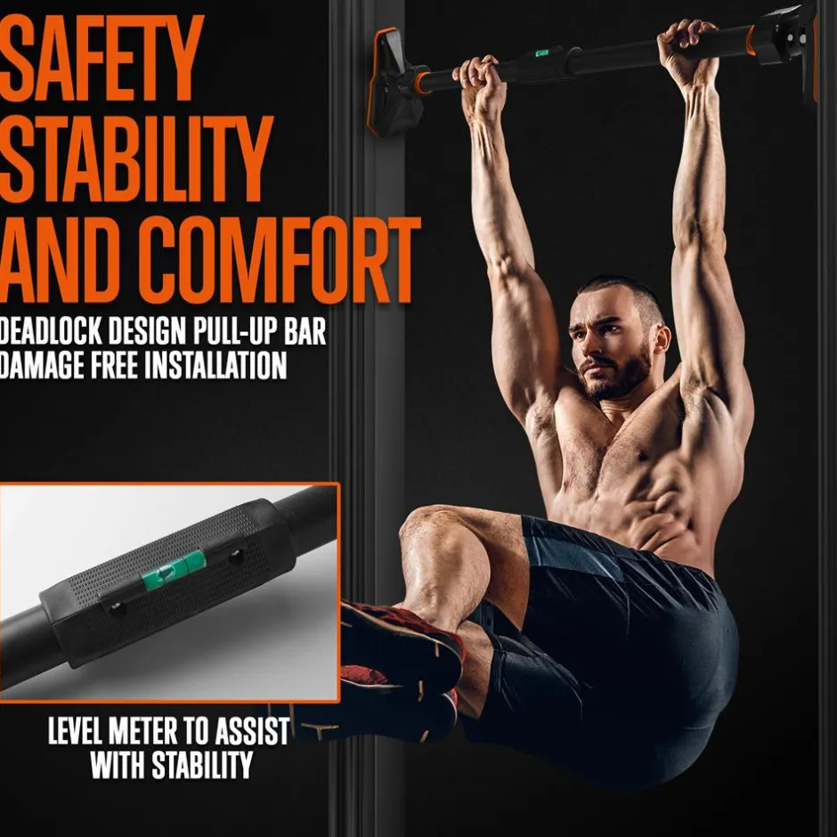 Adjustable Pull-Up Bar, No-Screw, Steel, Non-Slip, 43-62"<SQUATZ Hot
