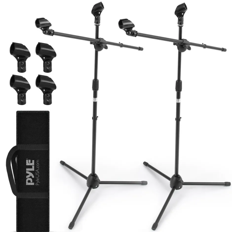 Adjustable Tripod Mic Stand Pair - Lightweight, Durable, 27.5-52" Height<Pyle