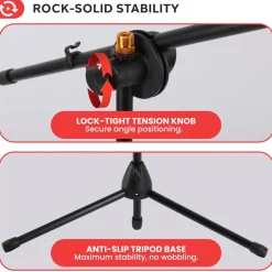 Adjustable Tripod Mic Stand Pair - Lightweight, Durable, 27.5-52
