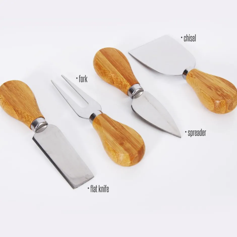 Bamboo Cheese Board & Cutlery Set<NutriChef