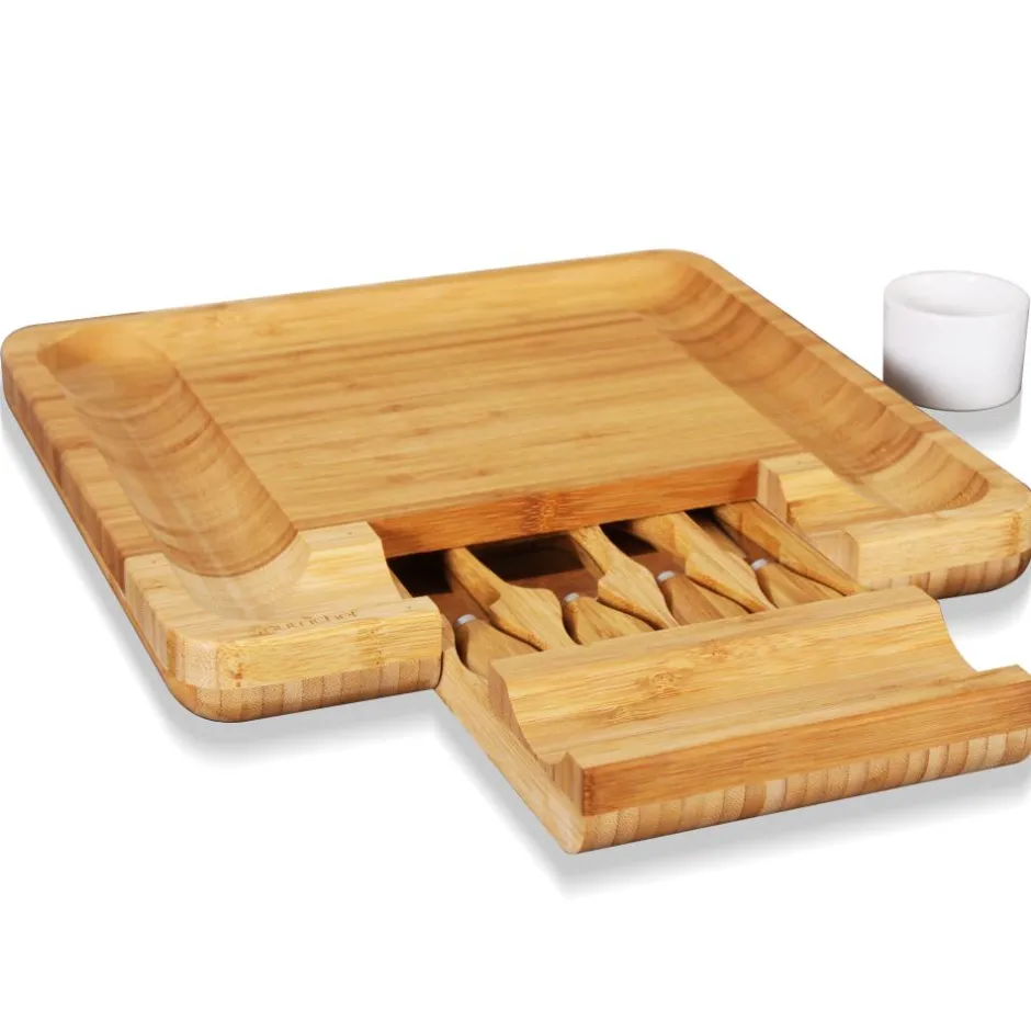 Bamboo Cheese Board & Cutlery Set<NutriChef
