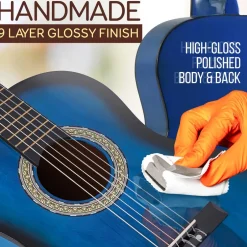 Beginner Acoustic Guitar Kit, 3/4 Size, Nylon Strings, Blue Burst<Pyle Clearance