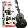 Beginner Acoustic Guitar Kit, Warm Sound, Nylon Strings, 36" Gloss Black<Pyle Best