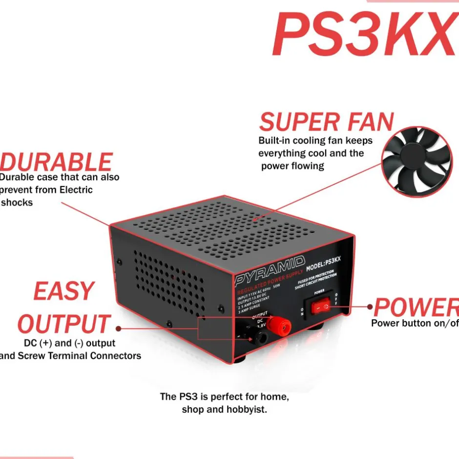 Bench Power Supply 2.5A Linear Regulated 12V Converter 50W<Pyramid Discount