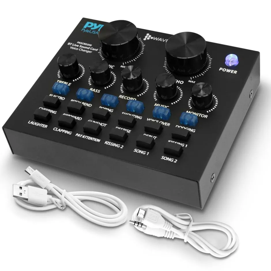 Bluetooth Audio Mixer Sound Card - Wireless Streaming, 12 Effects, Metal<Pyle Hot