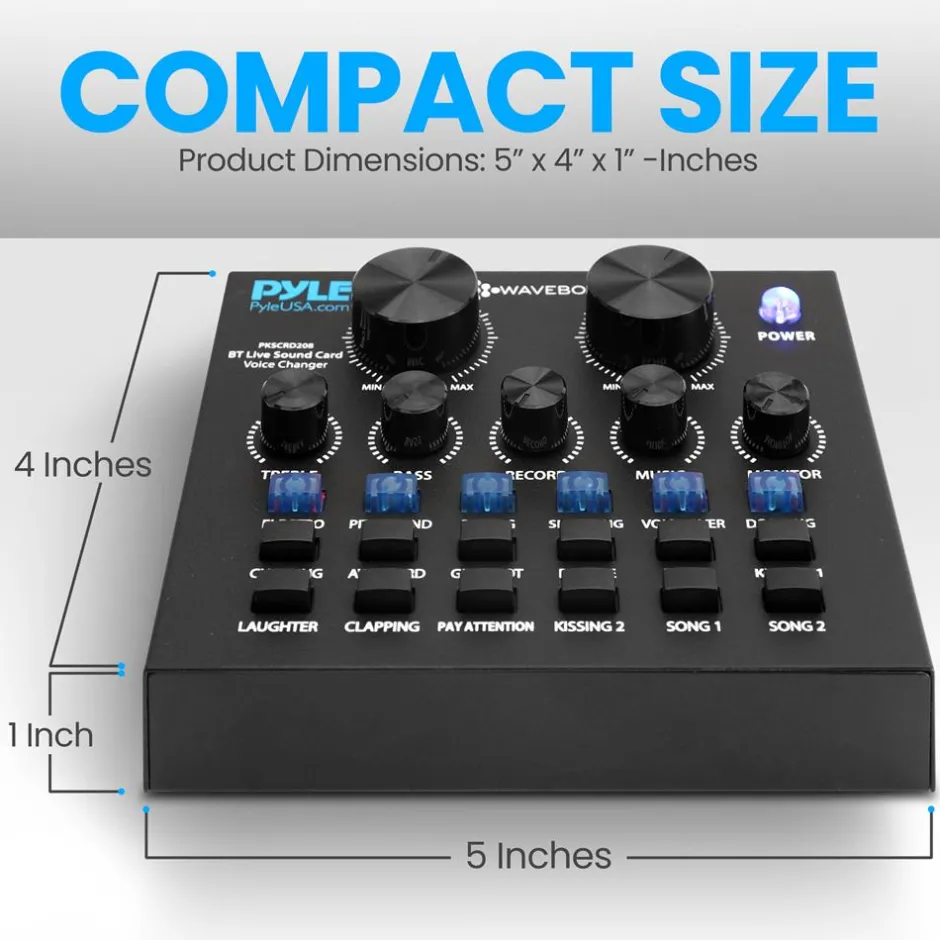 Bluetooth Audio Mixer Sound Card - Wireless Streaming, 12 Effects, Metal<Pyle Hot