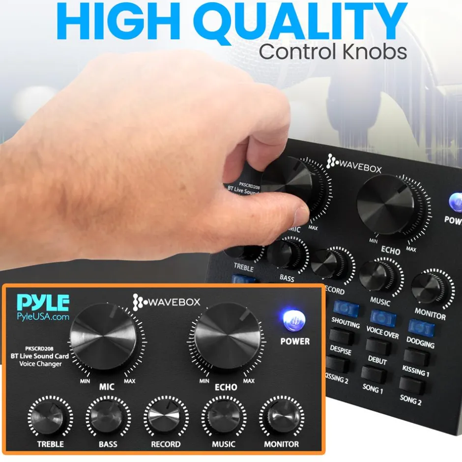 Bluetooth Audio Mixer Sound Card - Wireless Streaming, 12 Effects, Metal<Pyle Hot