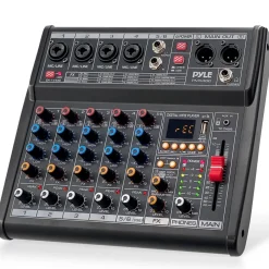 Bluetooth DJ Mixer 6-Channel USB Interface 16 DSP Effects<Pyle Online