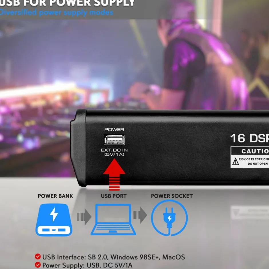 Bluetooth DJ Mixer 6-Channel USB Interface 16 DSP Effects<Pyle Online