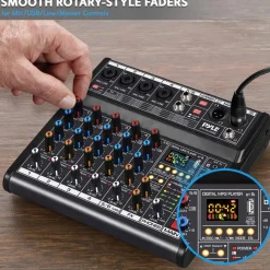 Bluetooth DJ Mixer 6-Channel USB Interface 16 DSP Effects<Pyle Online