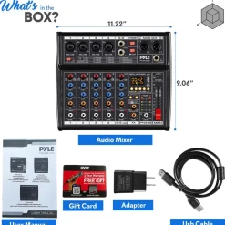 Bluetooth DJ Mixer 6-Channel USB Interface 16 DSP Effects<Pyle Online