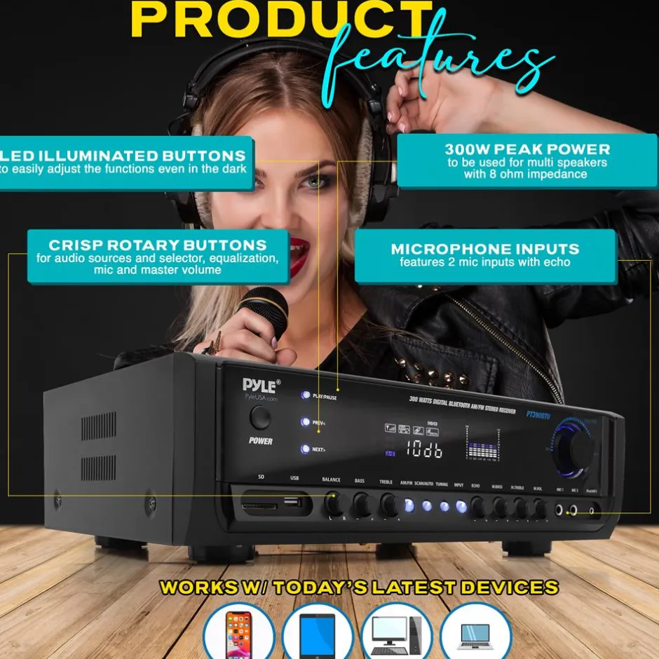 Bluetooth Home Theater Stereo Receiver<Pyle Hot