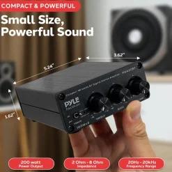 Bluetooth Mini Audio Amplifier 200W Aluminum Compact Wireless Streaming<Pyle Outlet