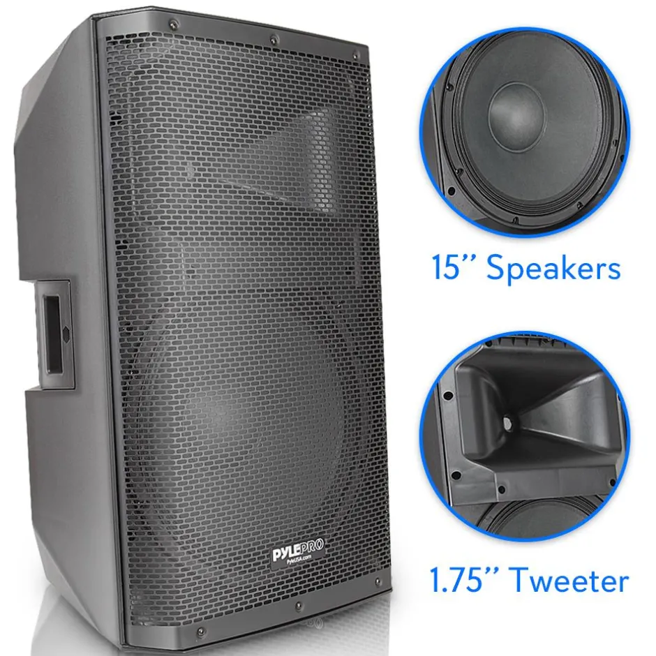 Bluetooth PA Speaker 1400W High-Powered 15" Subwoofer Black<Pyle Clearance