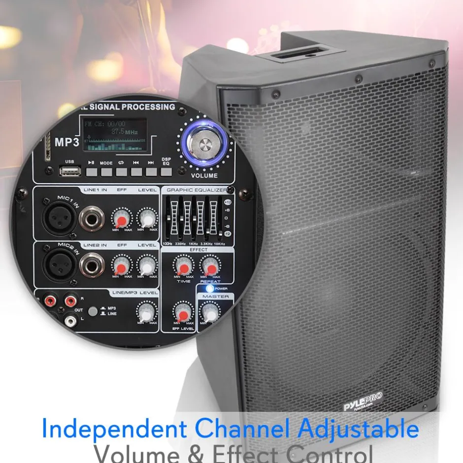 Bluetooth PA Speaker 1400W High-Powered 15" Subwoofer Black<Pyle Clearance