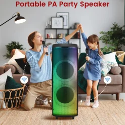 Bluetooth PA Speaker 600W Rechargeable Dual 12