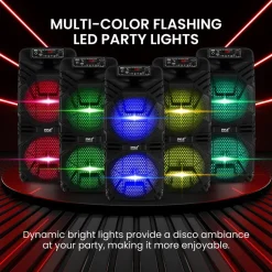 Bluetooth PA Speaker 600W Rechargeable Dual 8