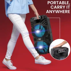 Bluetooth PA Speaker 600W Rechargeable Dual 8