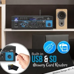 Bluetooth Stereo Amplifier 2x40W Wireless Streaming USB/AUX Inputs<Pyle Clearance