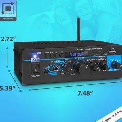 Bluetooth Stereo Amplifier 2x40W Wireless Streaming USB/AUX Inputs<Pyle Clearance