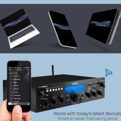 Bluetooth Stereo Amplifier 200W Power FM Radio LCD Display<Pyle Online