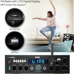 Bluetooth Stereo Amplifier 200W Power FM Radio LCD Display<Pyle Online