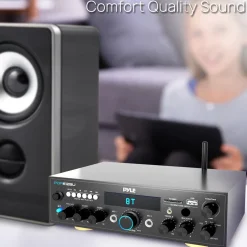 Bluetooth Stereo Amplifier 200W Power FM Radio LCD Display<Pyle Online