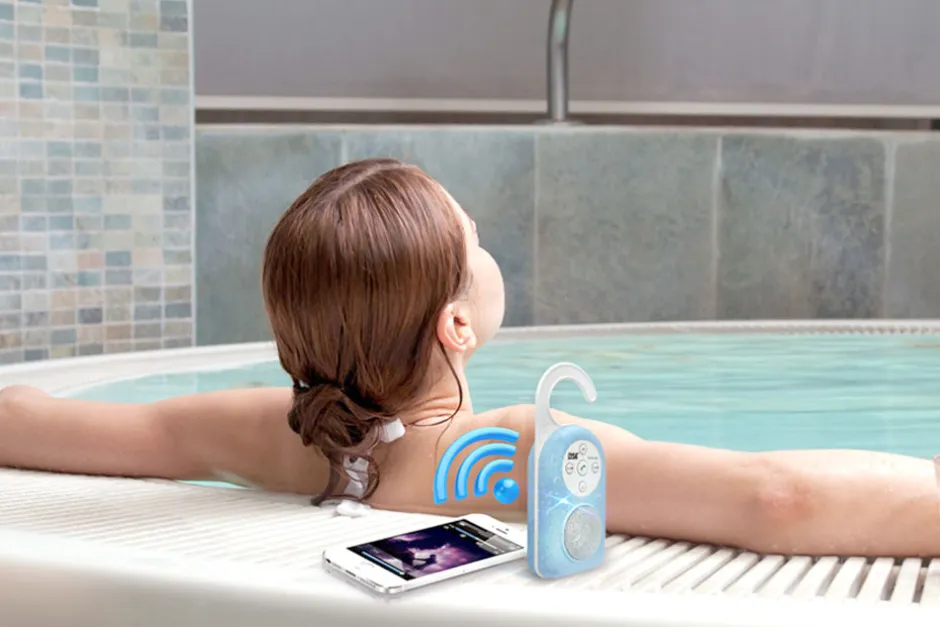 Bluetooth Waterproof Shower Speaker, Call Answering, Built-In Mic<Pyle