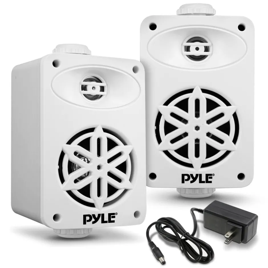 Bluetooth Waterproof Speakers 200W 3.5" 2-Way Polymer Tweeter White<Pyle Best