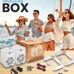 Bluetooth Waterproof Speakers 200W 3.5" 2-Way Polymer Tweeter White<Pyle Best
